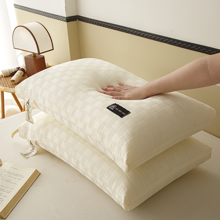 91家纺网 家纺一手货源 找家纺 织布人 2024新款枕芯A类华夫格美眠枕头高回弹不变形护颈助眠羽丝绒枕芯 A类华夫格美眠枕-白色48*74cm中枕/对