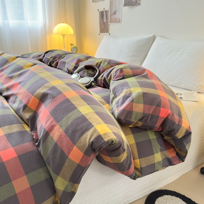 91家纺网 家纺一手货源 找家纺 清雅福 2024新款全棉A类水洗棉单品被套 晴空-灰