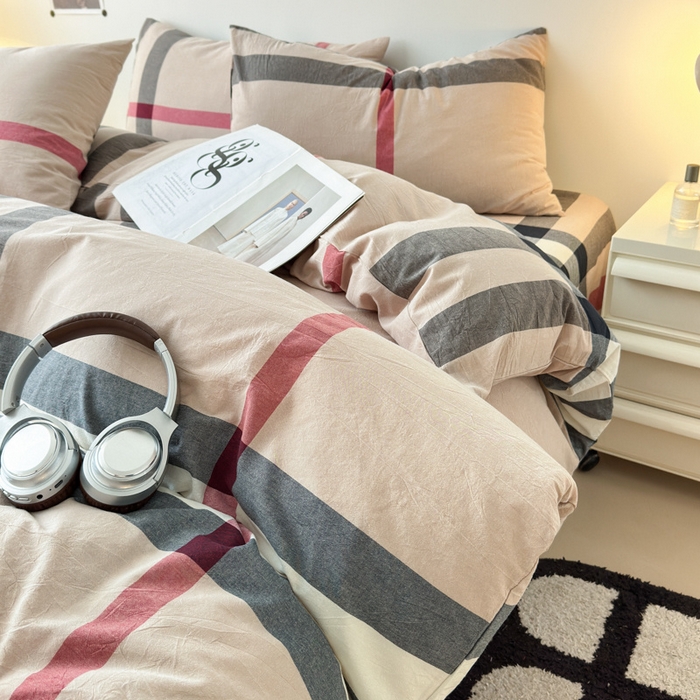 91家纺网 家纺一手货源 找家纺 清雅福 2025新款全棉A类水洗棉单枕套 宝莉·咖大格