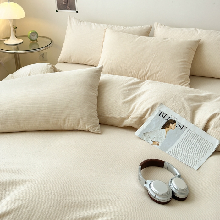 91家纺网 家纺一手货源 找家纺 清雅福 2024新款全棉A类水洗棉单品被套 米密条