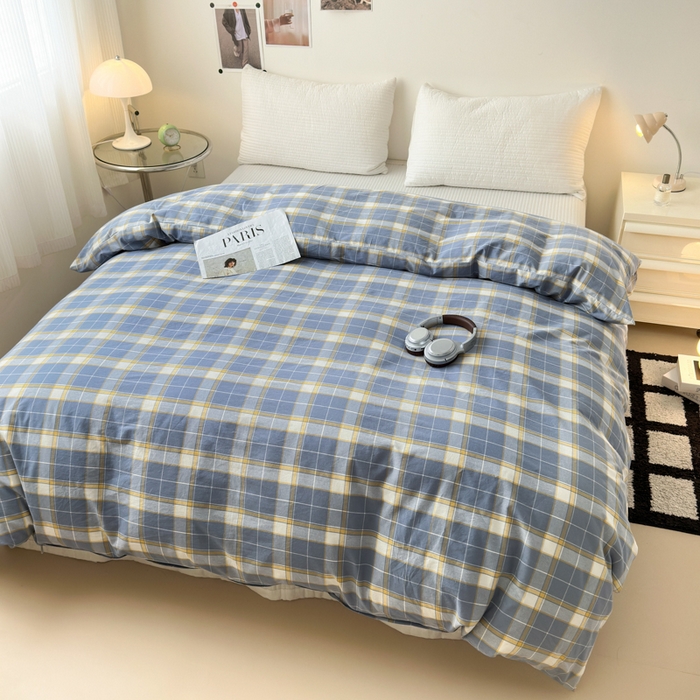 91家纺网 家纺一手货源 找家纺 清雅福 2024新款全棉A类水洗棉单品被套 初春格-兰