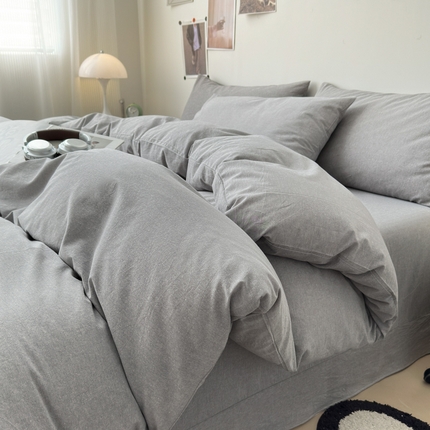 91家纺网 家纺一手货源 找家纺 清雅福 2024新款全棉A类水洗棉四件套单被套 烟灰