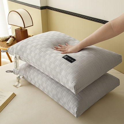 织布人 2024新款枕芯A类华夫格美眠枕头高回弹不变形护颈助眠羽丝绒枕芯 A类华夫格美眠枕-灰色48*74cm中枕/对