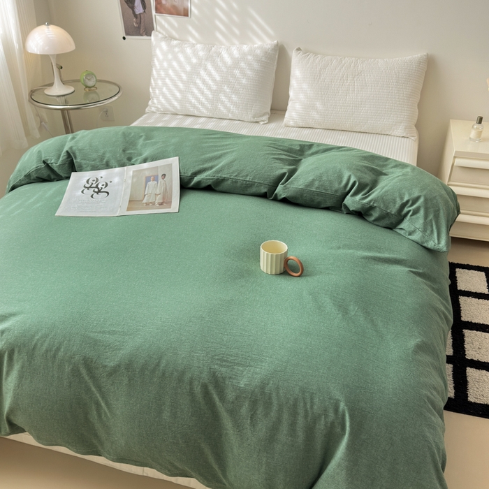 91家纺网 家纺一手货源 找家纺 清雅福 2024新款全棉A类水洗棉单品被套 豆绿