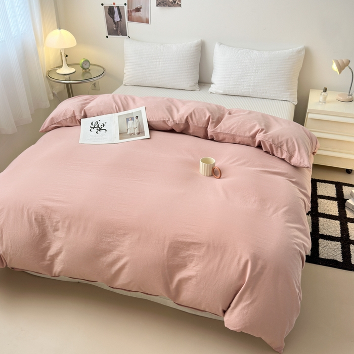 91家纺网 家纺一手货源 找家纺 清雅福 2024新款全棉A类水洗棉单品被套 简约-藕粉