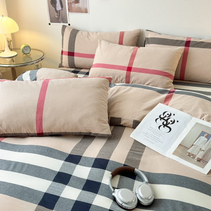 91家纺网 家纺一手货源 找家纺 清雅福 2024新款全棉A类水洗棉单品被套 宝莉-咖大格