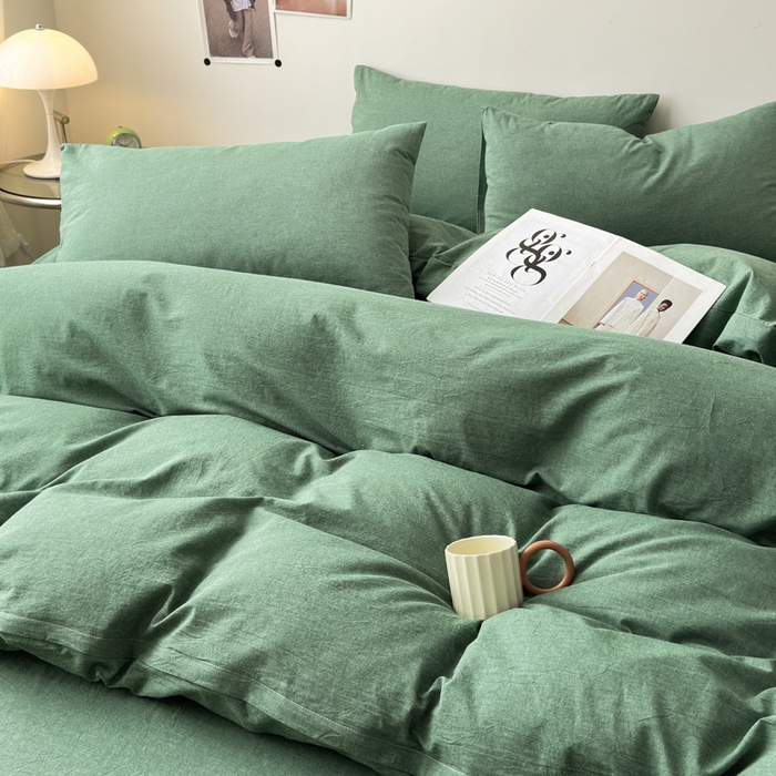 91家纺网 家纺一手货源 找家纺 清雅福 2025新款全棉A类水洗棉单枕套 豆绿