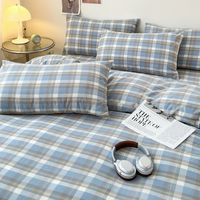 91家纺网 家纺一手货源 找家纺 清雅福 2024新款全棉A类水洗棉四件套单被套 简兮-兰