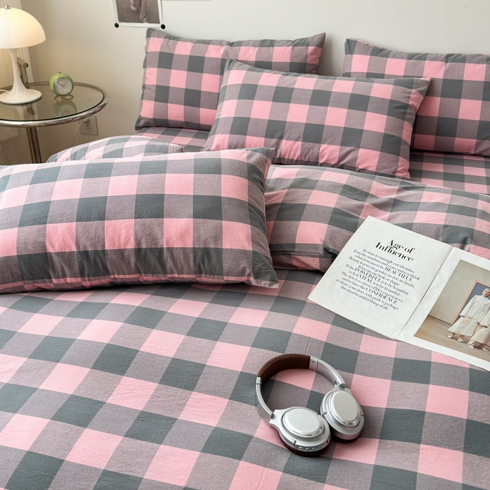 91家纺网 家纺一手货源 找家纺 清雅福 2024新款全棉A类水洗棉单品被套 青春雅格-粉