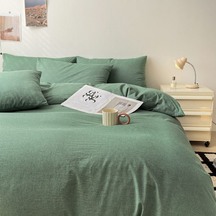 91家纺网 家纺一手货源 找家纺 清雅福 2025新款全棉A类水洗棉单枕套 豆绿