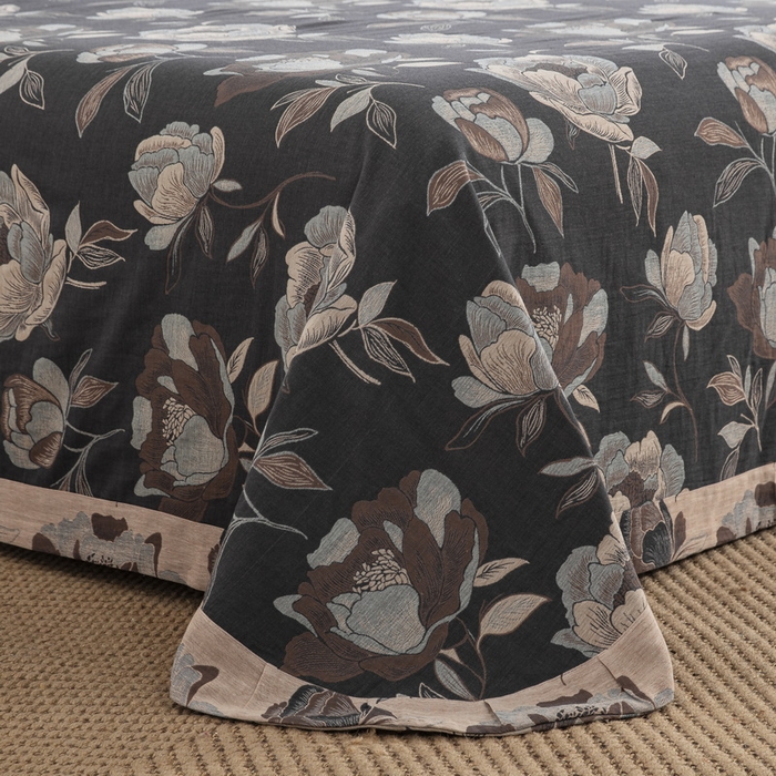 91家纺网 家纺一手货源 找家纺 鲁爱 2025新款全棉色织双层纱纽扣款四件套 花夕