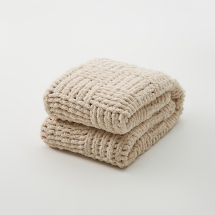 暖绵绵 2025新款雪尼尔毛毯-思摩尔（小格子） 思摩尔-米色