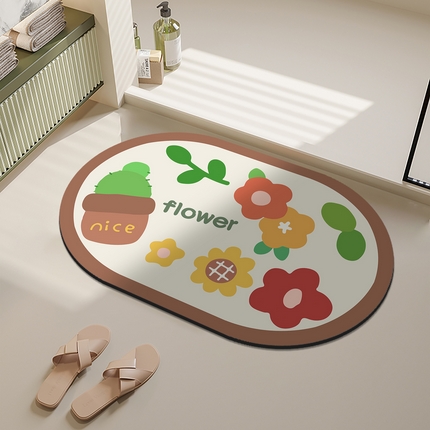 91家纺网 家纺一手货源 找家纺 （总）卡初 2025新款小清新款硅藻泥系列地垫防滑垫