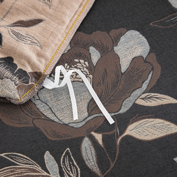 91家纺网 家纺一手货源 找家纺 鲁爱 2025新款全棉色织双层纱纽扣款四件套 花夕