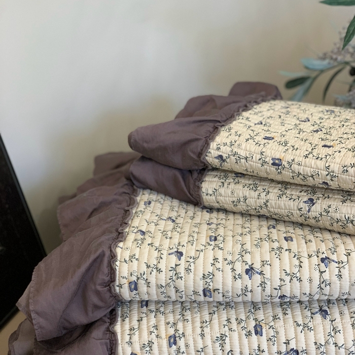 91家纺网 家纺一手货源 找家纺 汇庭 2024新款-天丝棉印花床盖三件套系列 斯嘉庄园