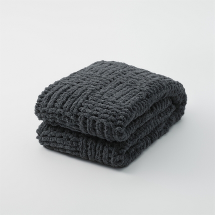 91家纺网 家纺一手货源 找家纺 暖绵绵 2025新款雪尼尔毛毯-思摩尔（小格子） 思摩尔-深灰