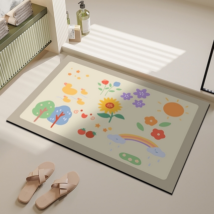 91家纺网 家纺一手货源 找家纺 （总）卡初 2025新款小清新款硅藻泥系列地垫防滑垫