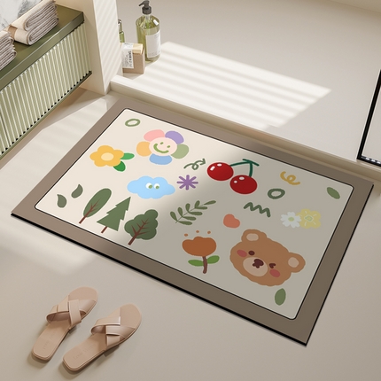 91家纺网 家纺一手货源 找家纺 （总）卡初 2025新款小清新款硅藻泥系列地垫防滑垫