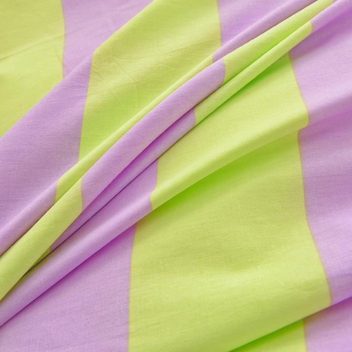 91家纺网 家纺一手货源 找家纺 启优 2024新款1370全棉被套 条纹紫绿