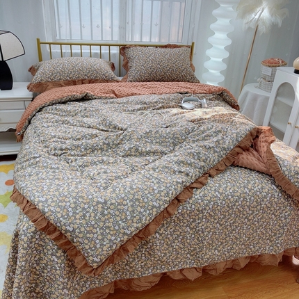 91家纺网 家纺一手货源 找家纺 （总）2025韩版纯棉豆豆被床盖四件套春秋被加厚冬被同款纯棉被套砂洗棉花床盖三件套四季通用