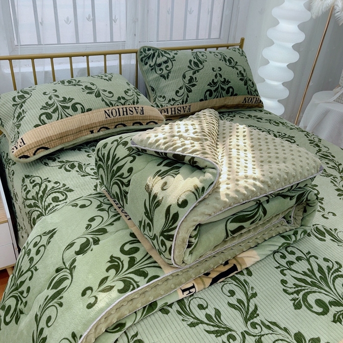 91家纺网 家纺一手货源 找家纺 暖居 2024新款牛奶绒豆豆被床盖四件套时尚大牌