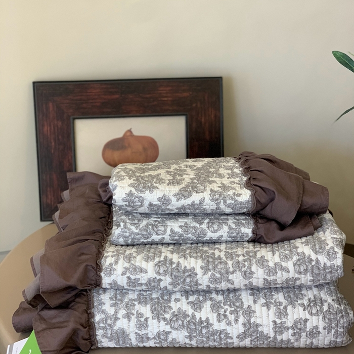 91家纺网 家纺一手货源 找家纺 汇庭 2024新款-天丝棉印花床盖三件套系列 薇纳庄园