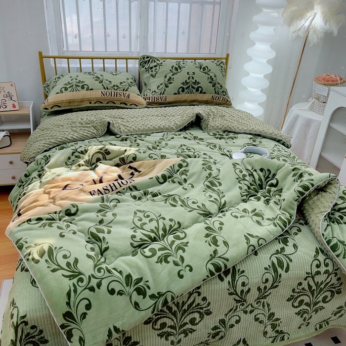 91家纺网 家纺一手货源 找家纺 暖居 2024新款牛奶绒豆豆被床盖四件套时尚大牌