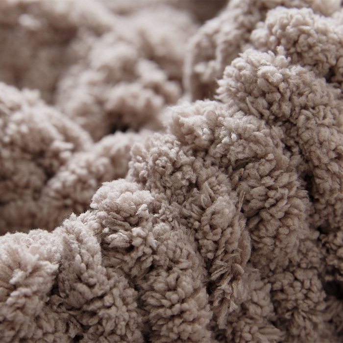 91家纺网 家纺一手货源 找家纺 暖绵绵 2025新款雪尼尔毛毯-比格（大格子） 比格-驼灰