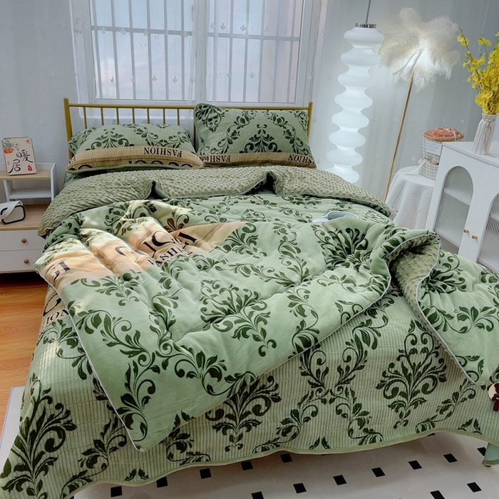 91家纺网 家纺一手货源 找家纺 暖居 2024新款牛奶绒豆豆被床盖四件套时尚大牌