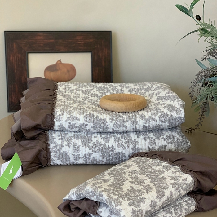 91家纺网 家纺一手货源 找家纺 汇庭 2024新款-天丝棉印花床盖三件套系列 薇纳庄园