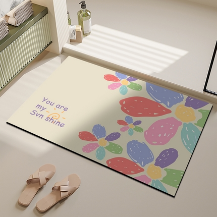 91家纺网 家纺一手货源 找家纺 （总）卡初 2025新款小清新款硅藻泥系列地垫防滑垫