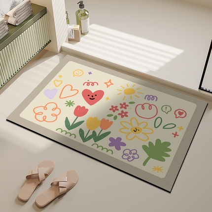 91家纺网 家纺一手货源 找家纺 （总）卡初 2025新款小清新款硅藻泥系列地垫防滑垫