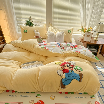 91家纺网 家纺一手货源 找家纺 （总）子钦家纺 2024秋冬爆款A类牛奶绒毛巾绣床单床笠四件套11月