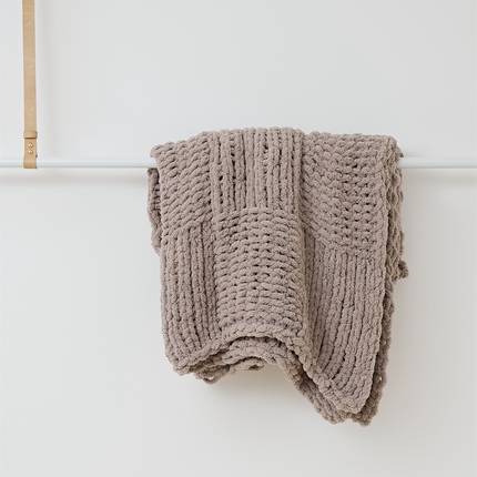 暖绵绵 2025新款雪尼尔毛毯-比格（大格子） 比格-驼灰