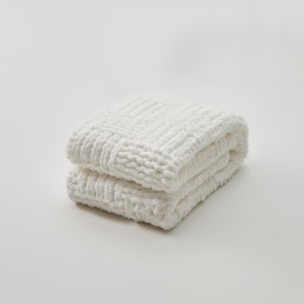 暖绵绵 2025新款雪尼尔毛毯-思摩尔（小格子） 思摩尔-白色