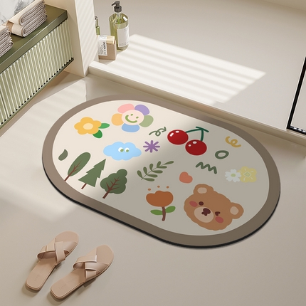 91家纺网 家纺一手货源 找家纺 （总）卡初 2025新款小清新款硅藻泥系列地垫防滑垫