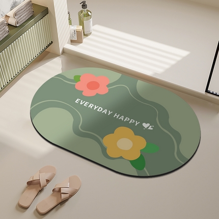 91家纺网 家纺一手货源 找家纺 （总）卡初 2025新款小清新款硅藻泥系列地垫防滑垫