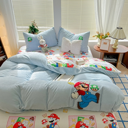 91家纺网 家纺一手货源 找家纺 （总）子钦家纺 2024秋冬爆款A类牛奶绒毛巾绣床单床笠四件套11月