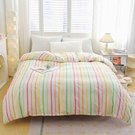 启优 2024新款1370全棉被套 七彩条纹
