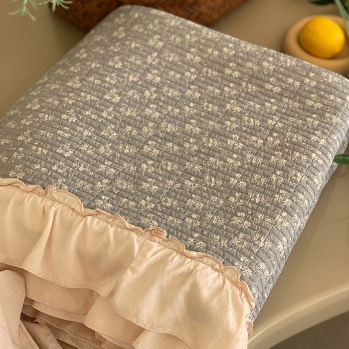 91家纺网 家纺一手货源 找家纺 汇庭 2024新款-天丝棉印花床盖三件套系列 灰美尔庄园