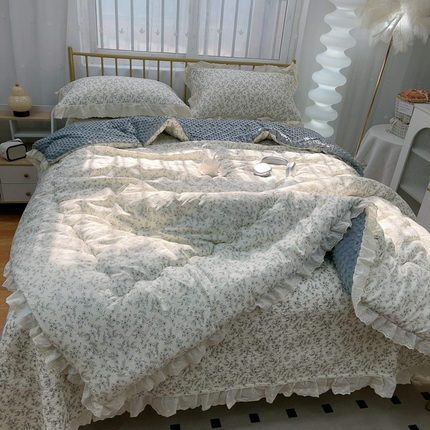 91家纺网 家纺一手货源 找家纺 （总）2025韩版纯棉豆豆被床盖四件套春秋被加厚冬被同款纯棉被套砂洗棉花床盖三件套四季通用