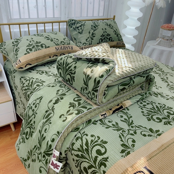 91家纺网 家纺一手货源 找家纺 暖居 2024新款牛奶绒豆豆被床盖四件套时尚大牌