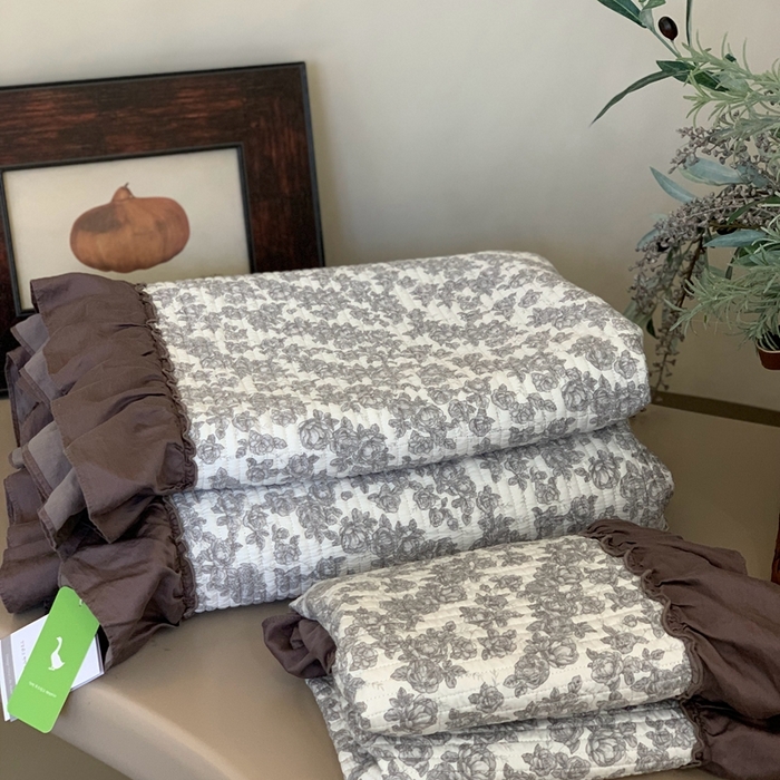 91家纺网 家纺一手货源 找家纺 汇庭 2024新款-天丝棉印花床盖三件套系列 薇纳庄园