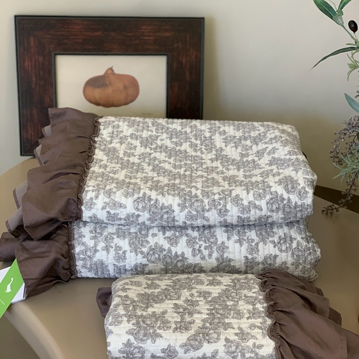 91家纺网 家纺一手货源 找家纺 汇庭 2024新款-天丝棉印花床盖三件套系列 薇纳庄园