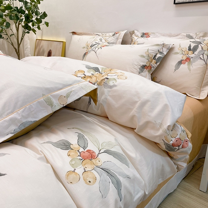 91家纺网 家纺一手货源 找家纺 橙艺家居 2024新款铂金柔棉全棉印花四件套 苏念