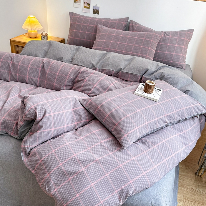 91家纺网 家纺一手货源 找家纺 （总）美梦莱 2023新款A类全棉色织水洗棉四件套（支持一件代发）