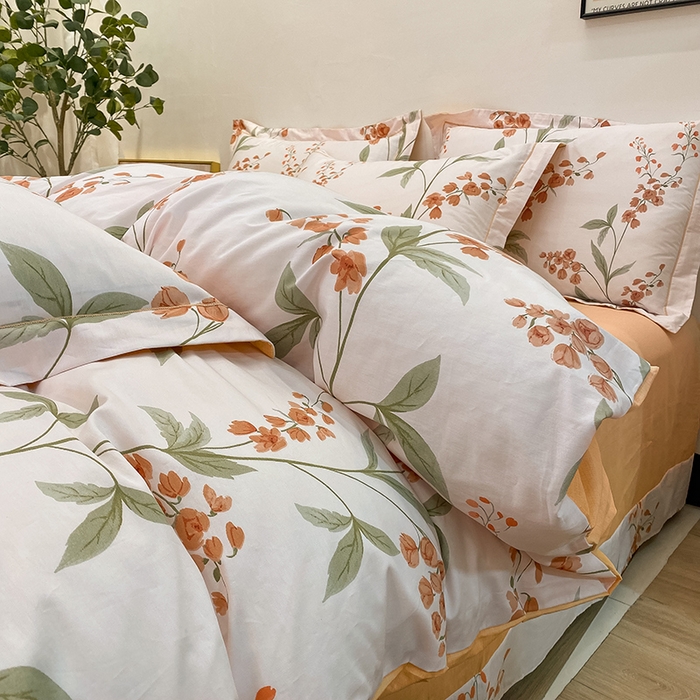 91家纺网 家纺一手货源 找家纺 橙艺家居 2024新款铂金柔棉全棉印花四件套 春和景明