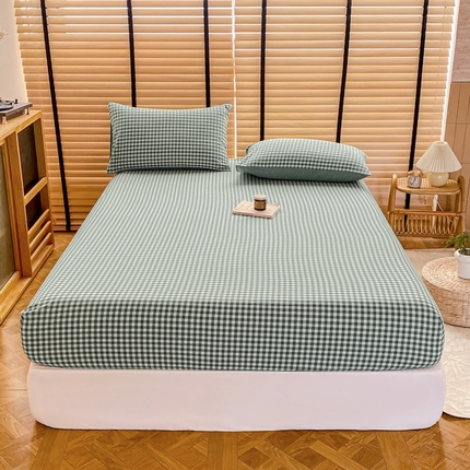 91家纺网 家纺一手货源 找家纺 （总）美梦莱 2024新款A类全棉色织水洗棉床笠 单品系列（支持一件代发）