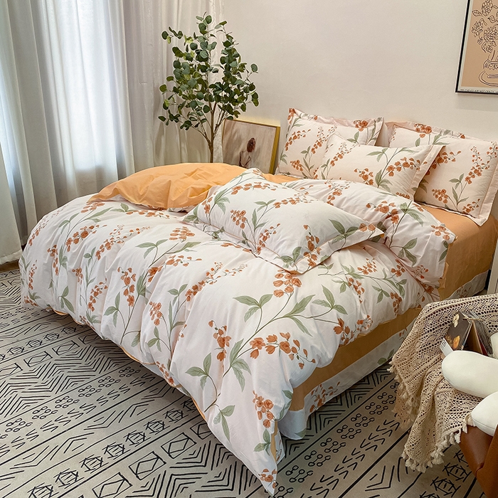 91家纺网 家纺一手货源 找家纺 橙艺家居 2024新款铂金柔棉全棉印花四件套 春和景明