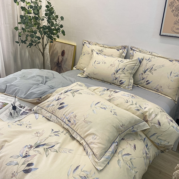 91家纺网 家纺一手货源 找家纺 橙艺家居 2024新款铂金柔棉全棉印花四件套 小屿